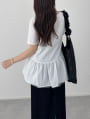 異素材ドッキングペプラムデザインTシャツ