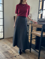 クルーネックストレート5分袖ニット