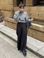 【とらまめセレクト】タックラインワイドパンツ