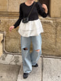 【とらまめセレクト】タックスリーブペプラムドッキングカットソー