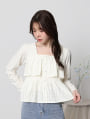 スクエアネックフリルティアードトップス