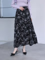 【U150サイズあり】フラワープリントフレアロングスカート