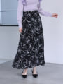 【U150サイズあり】フラワープリントフレアロングスカート