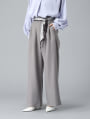 【U150サイズあり】スカーフ付きタックワイドパンツ