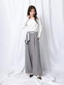【U150サイズあり】スカーフ付きタックワイドパンツ