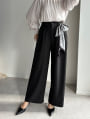 【U150サイズあり】スカーフ付きタックワイドパンツ