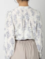 【cho____07セレクト】 フラワープリントパールフリルブラウス