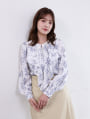 【cho____07セレクト】 フラワープリントパールフリルブラウス
