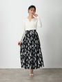 フラワープリントバックゴムフレアスカート