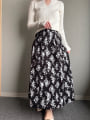 フラワープリントバックゴムフレアスカート