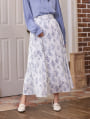 フラワープリントバックゴムフレアスカート