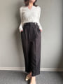 ウエストボタンデザインストレートパンツ