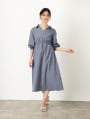 ウエスト切替タックスリーブワンピース