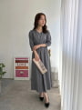 【cho____07セレクト】 Vネックウエスト切替ワンピース