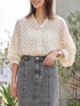 【miyopuセレクト】 ドット柄スキッパーシャツ