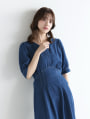 【MARIAセレクト】 ウエスト切替Vネックデニムワンピース