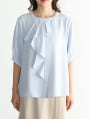 アシメフリル前開きブラウス
