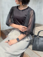 【manaodaysセレクト】 【接触冷感】チュールドッキングスリーブTシャツ