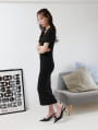 衿付き半袖ニットワンピース