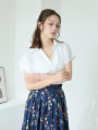 パールネックレスチャーム付きツイストブラウス