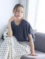【shieセレクト】【接触冷感】衿元ギャザーブラウス