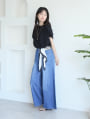 【shieセレクト】【接触冷感】衿元ギャザーブラウス