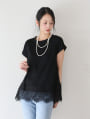 裾レースフレンチスリーブTシャツ