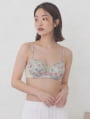 3/4CUP 花柄プリントシフォンノンワイヤーブラジャー