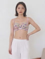 3/4CUP 花柄プリントシフォンノンワイヤーブラジャー