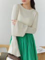 袖フレアシアーニットプルオーバー