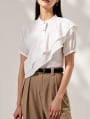 麻調フリルブラウス