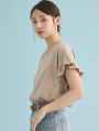 袖フリルTシャツ