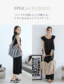 大容量ストライプキャンバストートバッグ
