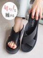 【サッ！と履ける】厚底コンフォートクロスサンダル