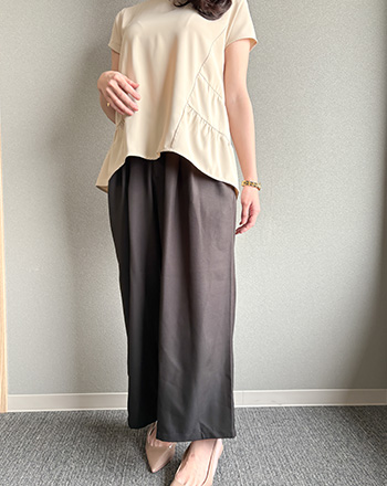 156cm着用感リラクシータックワイドパンツ