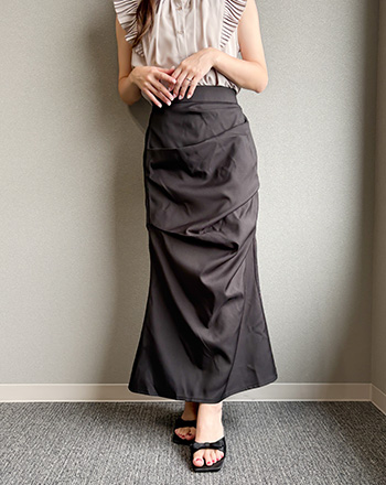 150cm着用感サイドギャザーロングスカート